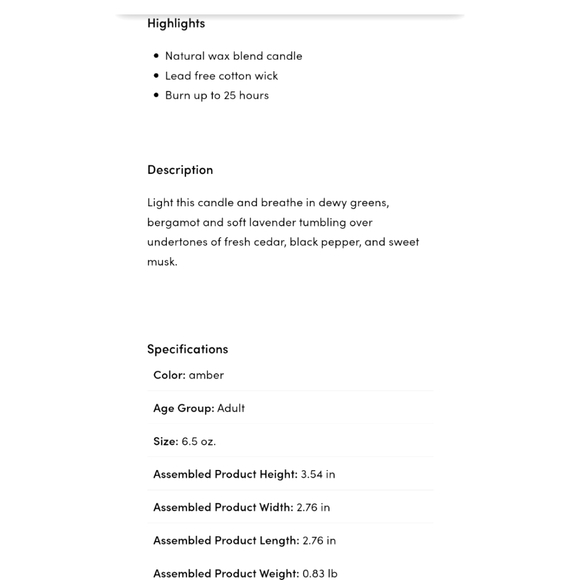 VEGAN Candle 6.5 oz. Mahogany & Bergamot Scent - Picture 3 of 3